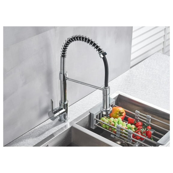Pull Down Kitchen Sink Faucet - Single Handle Spring Faucet with 360° Spout & Supply Line - Stainless Steel for Home & Granite Countertops