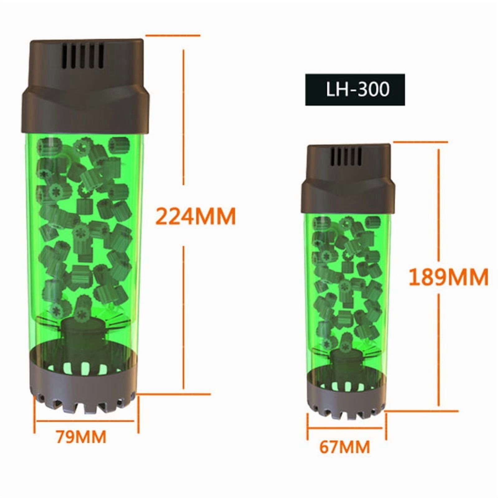 5X Aquarium Fish Tank Fluidized Moving Bed Filter Bubble Bio Media Filter with Air Stone and Sponge Filter LH-300