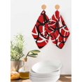 thumbnail image 2 of Red Geometric Kitchen Dish Towels for Drying Dishes Set of 4, Modern Abstract Black White Striped Lines Waffle Weave Microfiber Hand Tea Bathroom Towels Quick Dry & Absorbent Towel 12x12, 2 of 7
