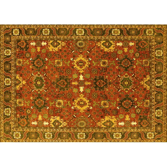 Ahgly Company Indoor Rectangle Oriental Yellow Industrial Area Rugs, 2' x 4'