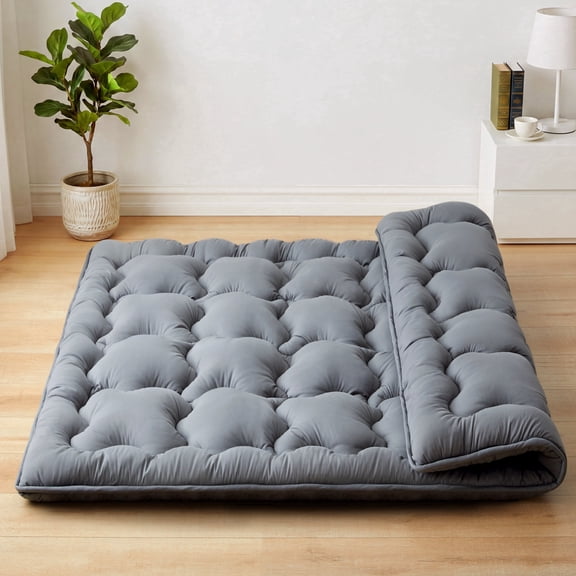 Japanese Futon Floor Mattress Twin Size,3" Thicke High Density Foam with Wave Pattern,Foldable Tatami Mat Sleeping Pad,Grey