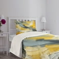 thumbnail image 4 of Ambesonne Yellow Quilted Bedspread Set 2 Pcs, Brush Strokes Contemporary, Twin Size, Pale Orange and Blue Grey, 4 of 4