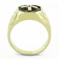 thumbnail image 3 of Mens Rings Squared Cross Brown Black Stainless Steel Ring with Top Grade Crystal in Clear, 3 of 4