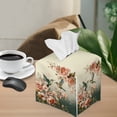 thumbnail image 2 of ZIATUBLE Hummingbird Square Tissue Box Cover Floral Leather Tissue Paper Box Cover Decorative Cube Tissue Holder for Living Room Wear Resistant Napkin Organizer Dispenser, 2 of 7