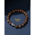 thumbnail image 3 of QQTDFG 1pc Men's Wooden Beaded Bracelet With Cross Pendant-default, 3 of 3