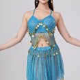 thumbnail image 4 of Sexlip Womens Sequin Detail Ethnic Style Sleeveless Sleeveless Top Sparkly Decorative Stage Performance Outfit Blue Free Size, 4 of 9