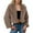 Khaki, variant on Nfurl Womens Fluffy Faux Fur Short Jackets Soft Long Sleeve Open Front Lapel Cropped Coats Causal Fall Winter Ladies Outerwear Khaki M