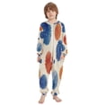 thumbnail image 2 of Soft Big Kids Onesie Pajamas Cozy Loose-Fit Jumpsuits for kids with Pockets for Christmas Lounge & Play Blue Splashes Artistic Pattern, 2 of 8