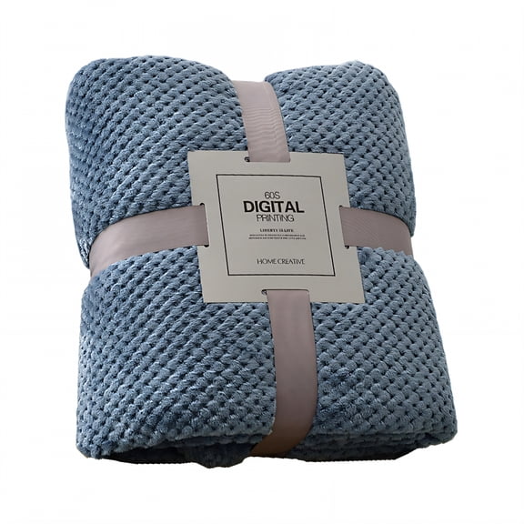 AUQ Throw Blanket,Enhanced Pineapple Weave Bed Blanket,Rich Visual Depth Cozy Blanket,Blue,27*40in