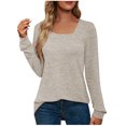 thumbnail image 2 of AXXD Basic Casual Tops for Women Summer 2024 Loose Trendy Round-Neck Long Sleeve Casual T-shirt Top Solid Blouse, 2 of 5