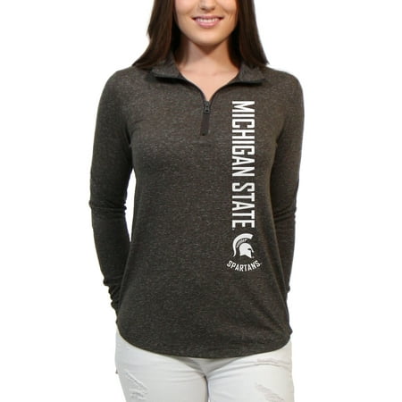 Michigan State Spartans Cascade Text Women's/Juniors Team Long Sleeve Half Zip (Best Tailgating Spots At Michigan State)