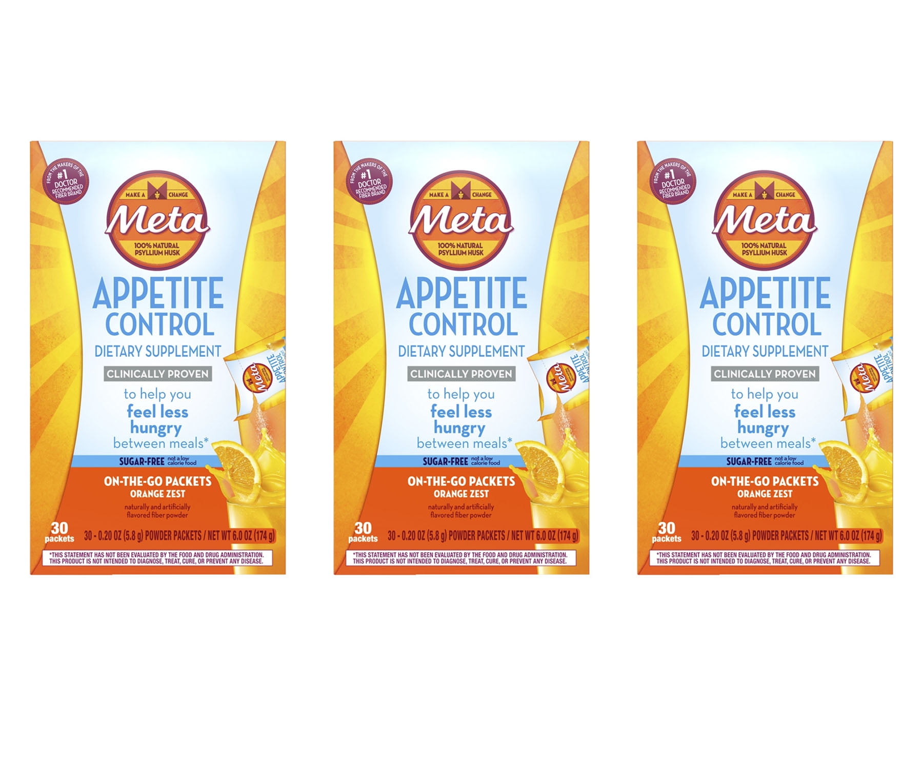 Metamucil Appetite Control Supplement Psyllium Fiber Sugar Free Powder