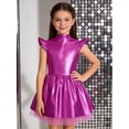 thumbnail image 7 of iiniim Girls Metallic Alien Mock Neck Flying Sleeve Ruffled Tutu Dress for Space Theme Party Cosplay Hot Pink 12, 7 of 7