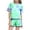 Light Green, variant on Girls Summer Print Short Sleeve Top And Shorts Set Cute Round Neck Pocket Casual Outfit For Teens And Juniors Lightweight And Comfortable