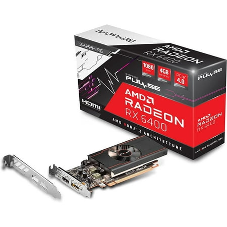 Sapphire 11315-01-20G Pulse AMD Radeon RX 6400 Low Profile Gaming Graphics Card with 4GB GDDR6 AMD RDNA 2 Black