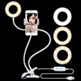 thumbnail image 2 of Luz LED para selfies con soporte para teléfono móvil, 3 modos de luz y 10 niveles de brillo Anillo de luz LED para transmisión en vivo, (blanco) Vhermosa LN-0722, 2 of 7