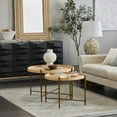 thumbnail image 2 of DecMode 20", 18"H Brown Rattan Nesting Coffee Table with Metal Bamboo Inspired Legs, 2-Pieces, 2 of 11
