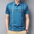 thumbnail image 6 of Men's High Quality Summer Plaid Traceless Short Sleeve Polo Shirt Classic Business Casual Breathable Men's Striped Lapel T-Shirt, 6 of 6