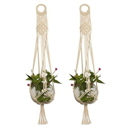 2-pack Pot Holder Macrame Plant Hanger Planter Hanging Basket Jute Rope Braided (Best Plants For Baskets)