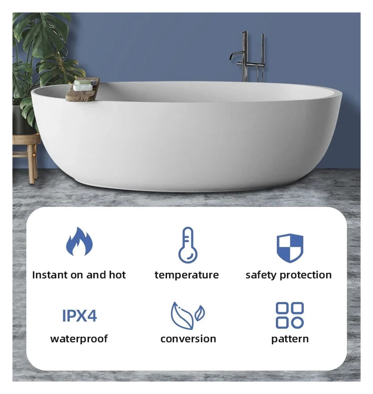 Instant Tankless Water Heater For Bathroom, 5.5kw Electric Instant Hot Water Heater With Self-modulating,Overheating Protection ,Safety Protections