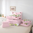 thumbnail image 6 of Feelyou Kawaii Green Frog Twin Bedding Sets 7-Piece for Kids, Cartoon Strawberry Fruit Bedding Comforter Set, Girly Pink Buffalo Reversible Sheet Sets, Lightweight Room Decor, 6 of 8