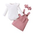 thumbnail image 1 of Kmbangi Bébé Fille Tenue Manches Longues Col Rond Romper, Jupe-Jarretelle, 1 of 9