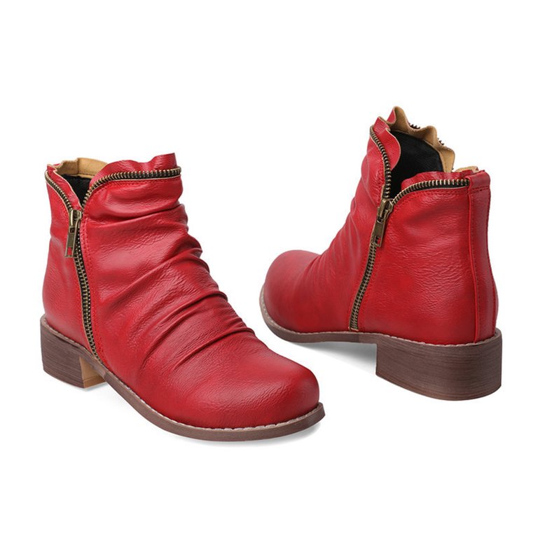 ladies red dress boots Drie Low Heel Boots for Women Women's Low Heel Ankle Boots Classic Pointed Toe Side Zipper Booties Ladies Dress Boots Red,9