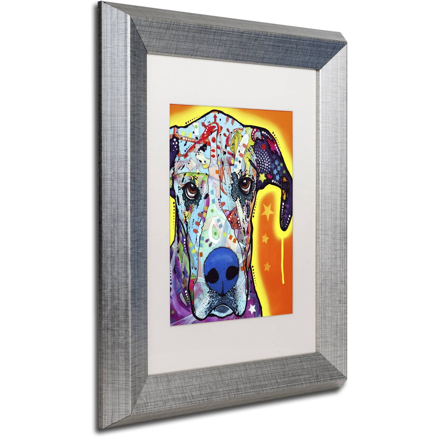 Trademark Fine Art "Great Dane" Canvas Art by Dean Russo, White Matte, Silver Frame