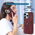 thumbnail image 4 of SaniMore for iPhone 14 Pro PU Leather Case, Wallet Cover Built-in 2 Card Slots & 360° Rotatable Ring Kickstand 360° All-Inclusive Protective Shell for iPhone 14 Pro Women Men, Winered, 4 of 9