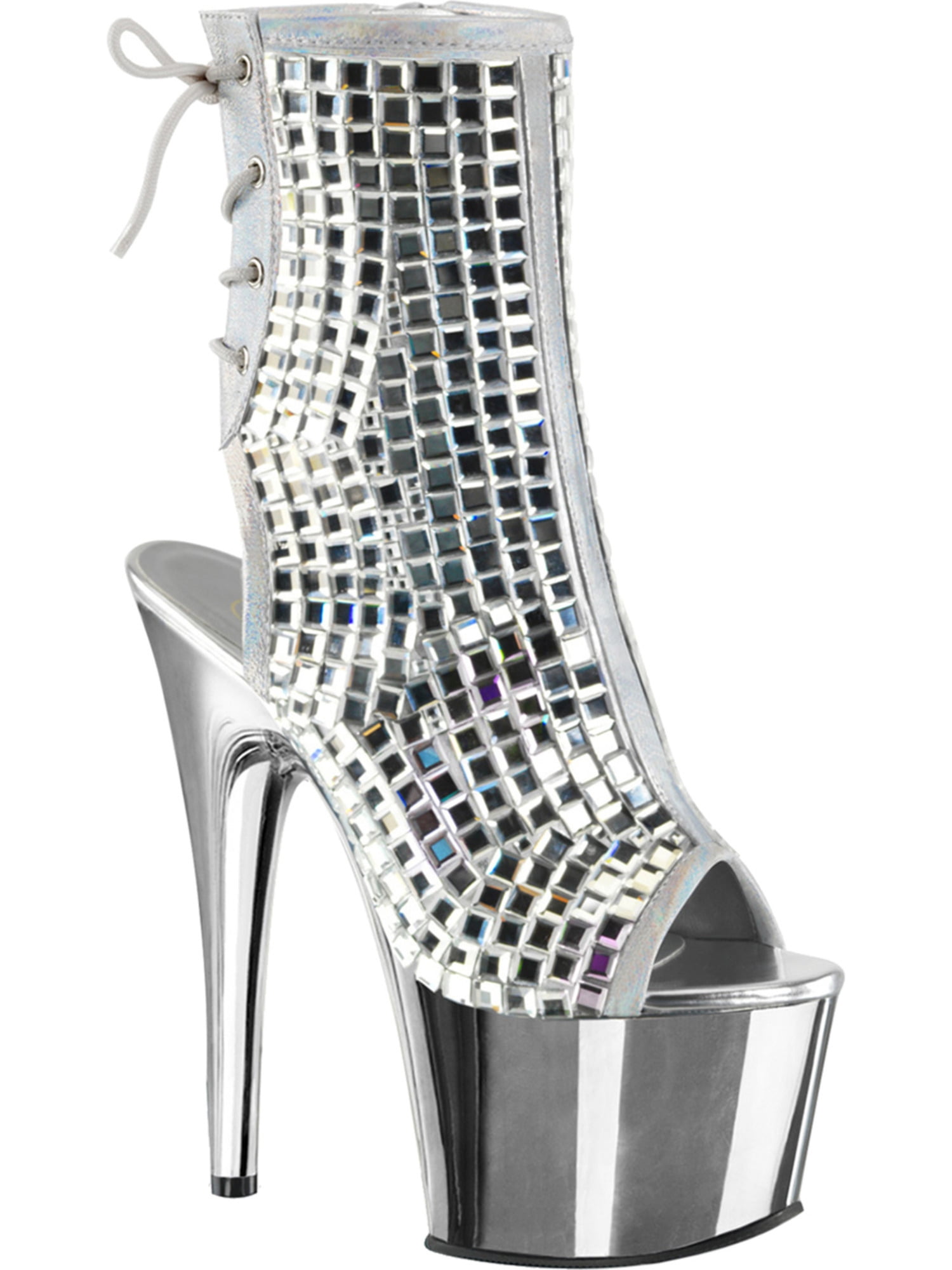 silver disco heels