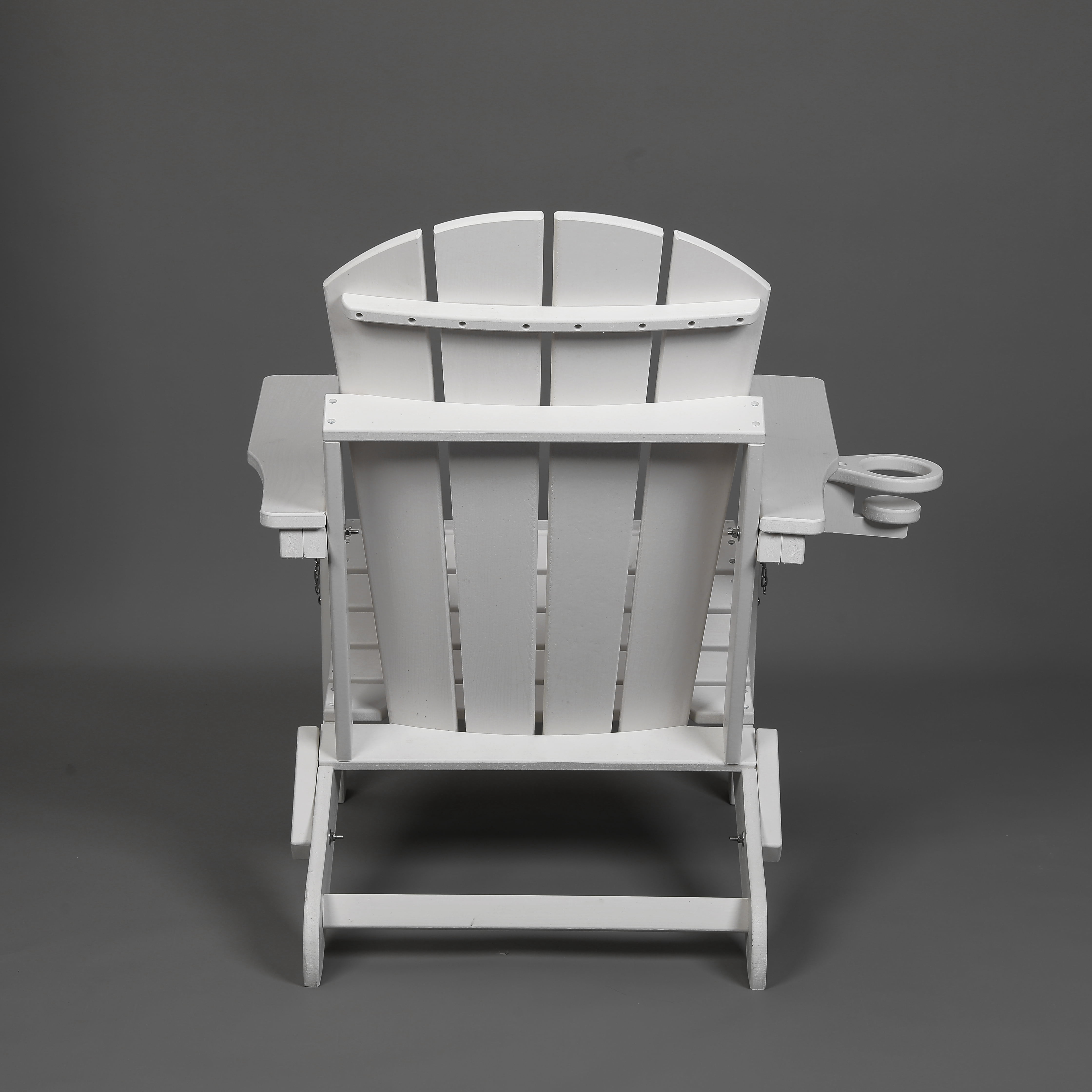 Set of 4 HDPE Folding Adirondack Chair with Cup Holder, Composite Wood Texture Outdoor Chair for Patio, Garden, Poolside, Deck, Backyard, White