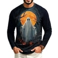 thumbnail image 3 of GrmtClth Mens Shirts Halloween Crew Neck Long Sleeve Raglan Pumpkin Ghost Witch Creepy Night Print Casual Fall Tops Saffron L, 3 of 5