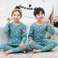 thumbnail image 1 of Pijamas navideños para niños y niñas, conjunto de algodón, ropa de dormir para el hogar, otoño e invierno, dos piezas, 1 of 4