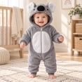 thumbnail image 2 of CUZIBR Halloween Girl Boy Fuzzy Onesie Animal Romper Jumpsuit Hooded Zip Up Long Sleeve Eye-Catching Trick or Treat Clothes,Grey,0-1 Months, 2 of 9