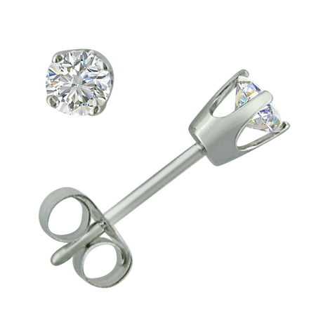 AGS Certified 1/3ct TW Round Diamond Stud Earrings in 14K White Gold