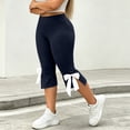 thumbnail image 5 of HAiming Plus Size Capri Pants for Women Bow Side Slit Slim Elastic Waist Solid Color Casual Pants Workout Pants, 5 of 9