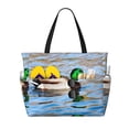 thumbnail image 1 of Fotbe Mallard Duck Swimming In A River Bolsa de Viaje para Playa - Resistente al Agua, Bolsa Tote de Gran Capacidad y Ligera con 7 Bolsillos para Mujeres y Hombres, 1 of 7