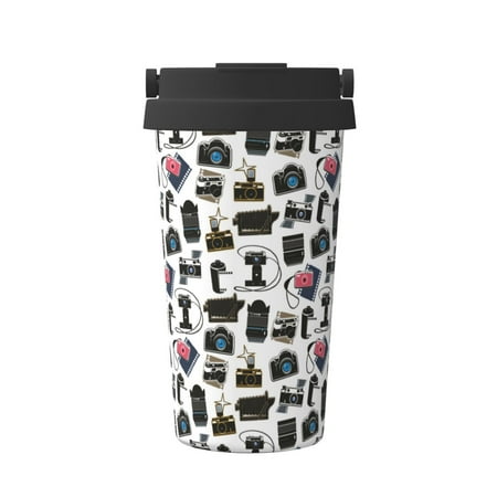 

KLL Cool Camera Pattern Stainless Steel Vacuum Insulated Tumbler - Carry Insulated Coffee Mug - Reusable Insulated Cold Brew Iced Coffee Cup Thermos