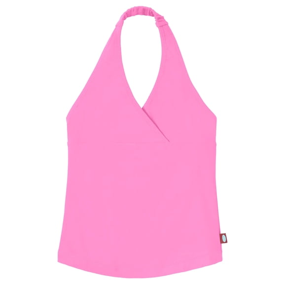 Made in USA Girls UPF 50  Swim Halter Top | Medium Pink