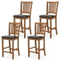 thumbnail image 1 of Gymax 4PCS 25.5'' Bar Chair Set w/ Backrest Padded Seat Footrest Rubber Wood Frame, 1 of 4