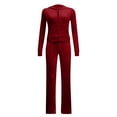 thumbnail image 7 of Brnmxoke Zip-Up Velour Tracksuit Sets Womens 2 Piece Velvet Sweatsuits Cropped Hooded Sweatshirts Sweatpants Jogging Suits Outfits Wine,S, 7 of 7