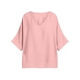 thumbnail image 6 of ZGRBOU Cotton Linen Shirts for Women Fasion V Neck Ruffled Half Sleeve Tops Summer Casual Loose Comfy Blouses, 6 of 6