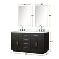thumbnail image 4 of Shelter 60 in W x 22 in D Black Oak Double Bath Vanity, Carrara Marble Top and 28 in Mirrors, 4 of 9