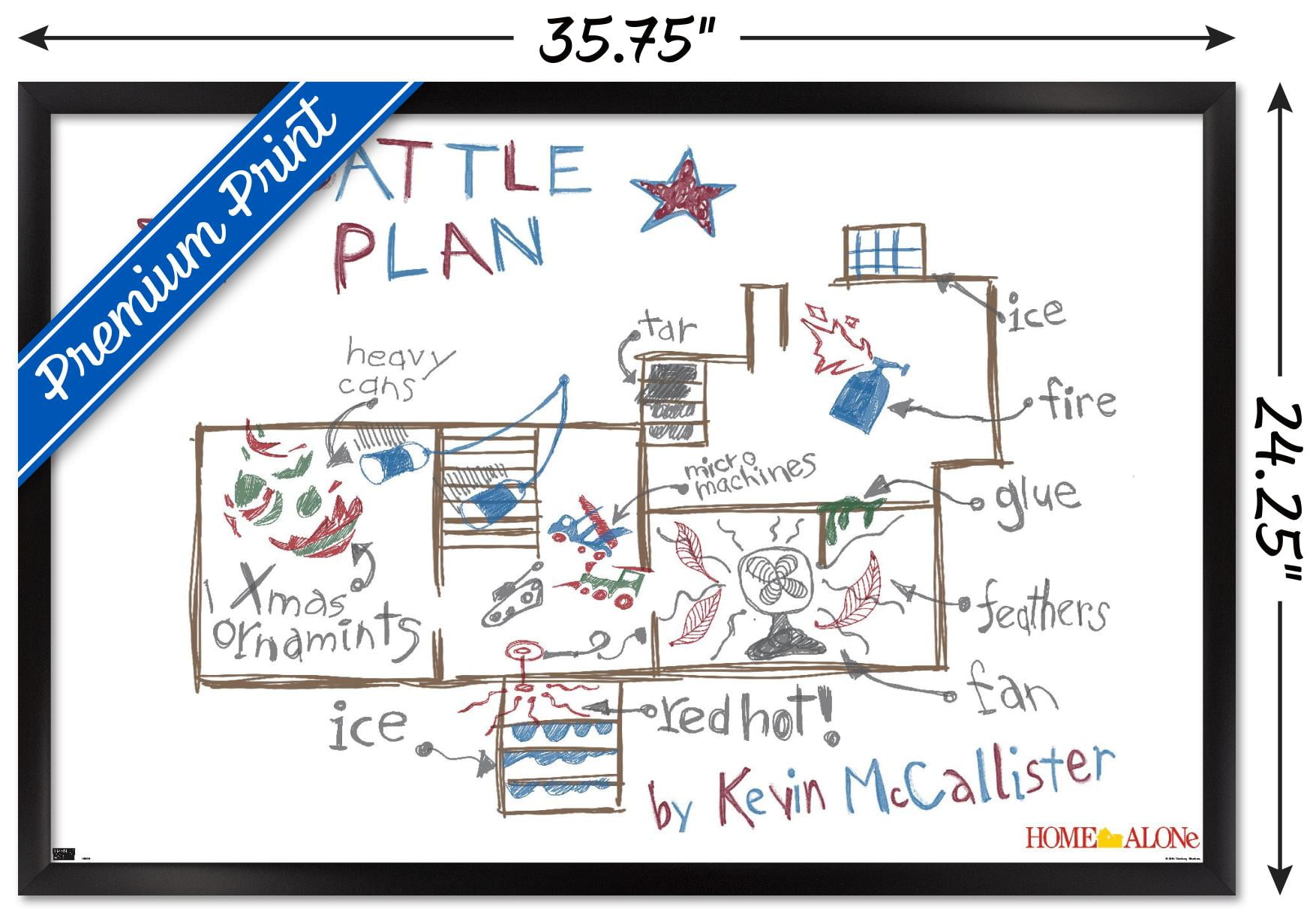 Home Alone - Map Wall Poster, 22.375" x 34", Framed