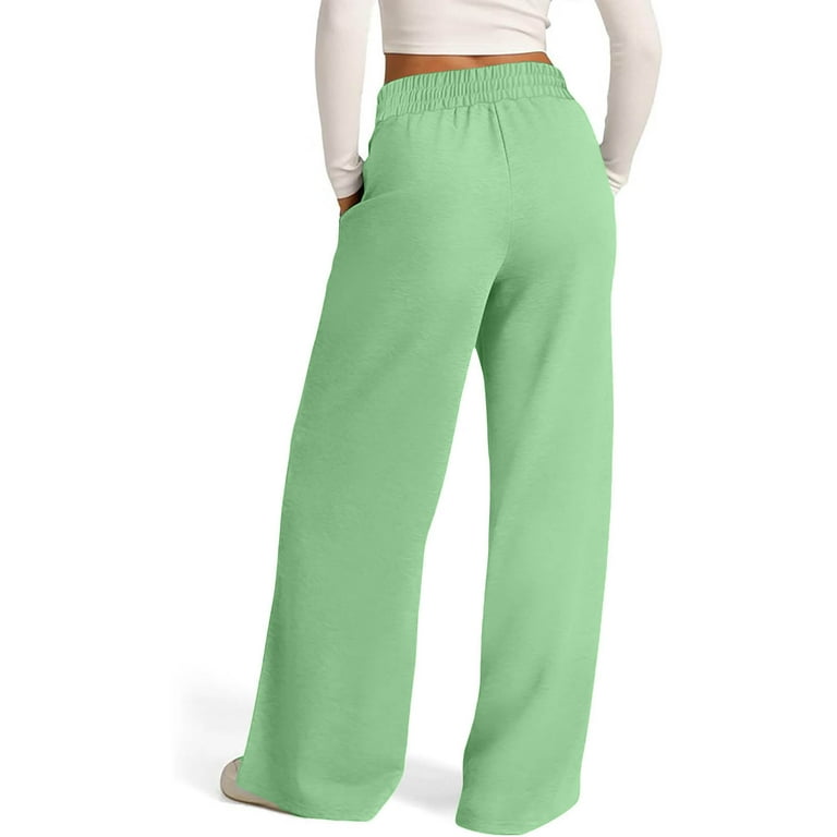 WIZUTIZ Plus Size Pants for Women Oversized Trendy Loose Wide Leg Beach Pants Elastic Stretch High Rise Sweatpants Solid Drawstring with Pockets Dress Pants for Lady Tiktok Trend Items Party Green - WIZUTIZ Plus Size Pants for Women Oversized Trendy Loose Wide Leg Beach Pants Elastic Stretch High Rise Sweatpants Solid Drawstring with Pockets Dress Pants for Lady Tiktok Trend Items Party Green -