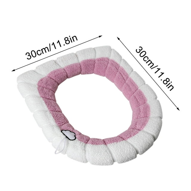 Toilet Seat Cover Household Four Seasons Universal Toilet Seat Thickened with Handle Winter Toilet Seat Washable Set Knitted Toilet Seat Toilet Seat Elongated