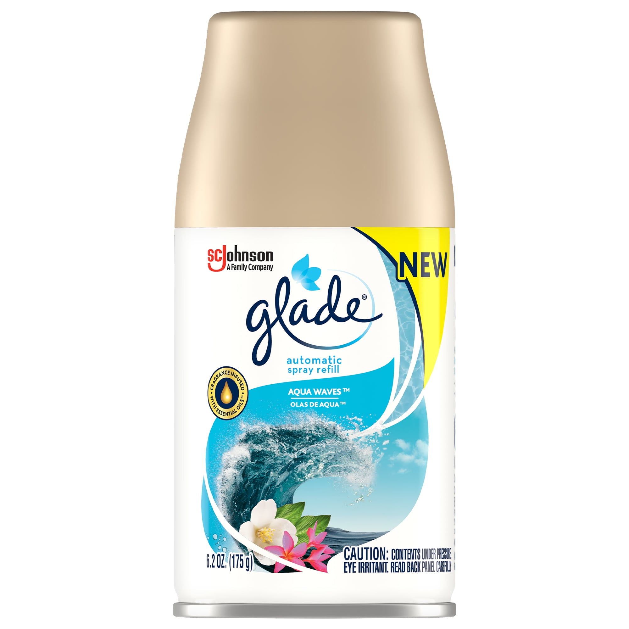 Glade Automatic Spray, Aqua Waves, Air Freshener, 4 Refills 24.8 oz