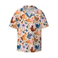 thumbnail image 2 of Lsque Cute Chickens print Men's Cuban Collar Short Sleeve Shirt Summer Beachwear Casual Button Down Fashionable Vacation Leisure Shirt-Medium, 2 of 7