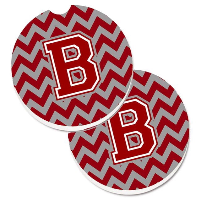 Lettre B Chevron Marron & Blanc Ensemble de 2 Porte-Gobelets Coaster