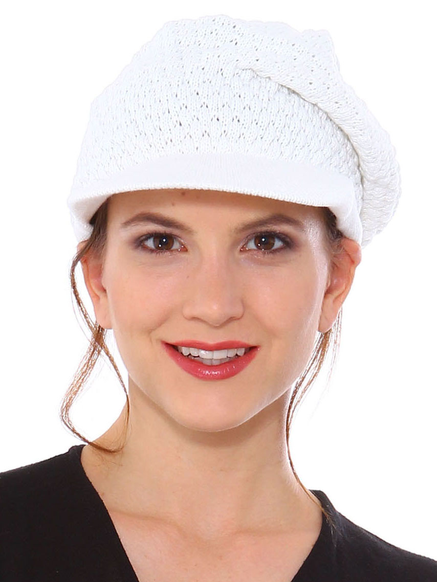 White beanie with brim Clearance